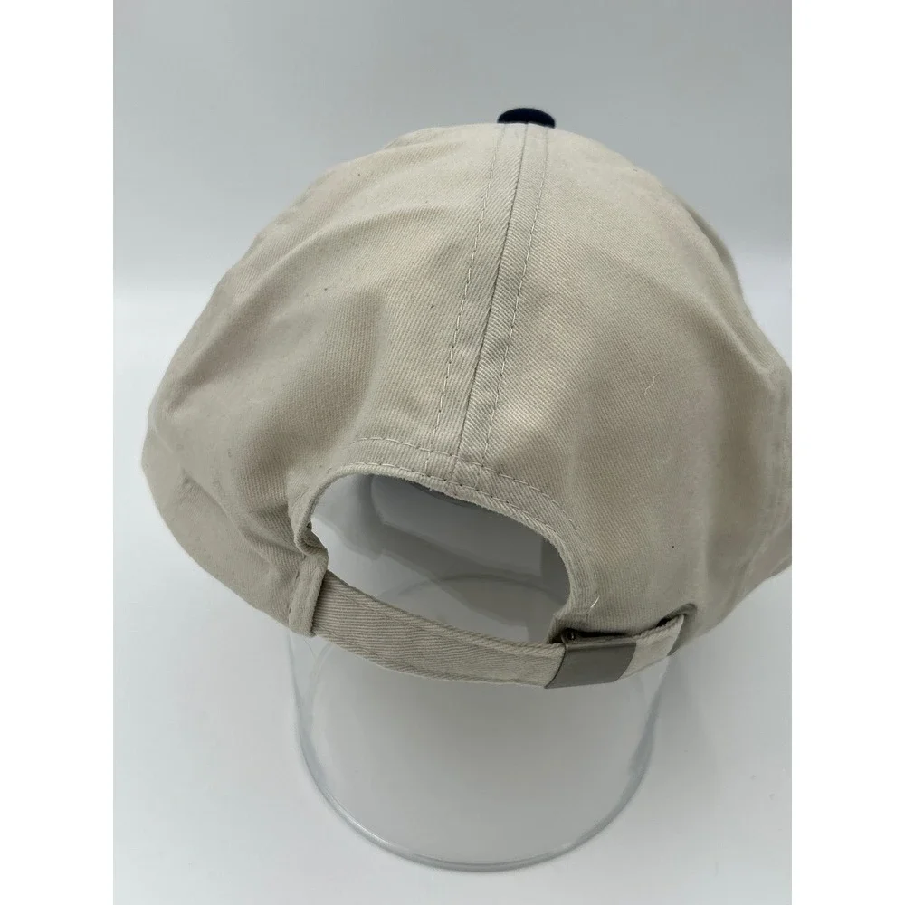 Vintage AOL Time Warner Hat HeadShot KC Caps Two Tone Tan Navy Strapback Cap
